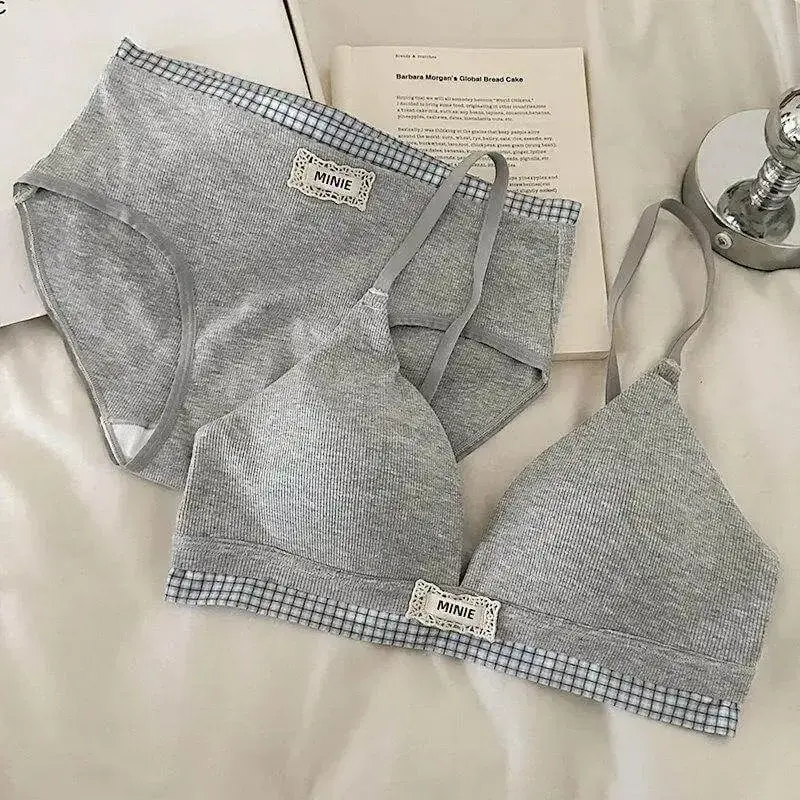 Summer New Sweet Modal Cotton Bra Set Wirefree Lift & Support Small Bust Gathering Anti-Sagging Large Cups Sexy Slimming Look