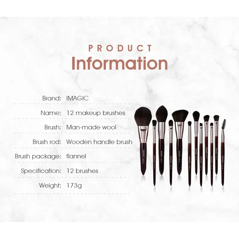 12Pcs/Kit Makeup Brushes Set Eyeshadow Powder Blush Highlighter Synthetic Natural Hair Professional Cosmetic Beauty Tools — image 6