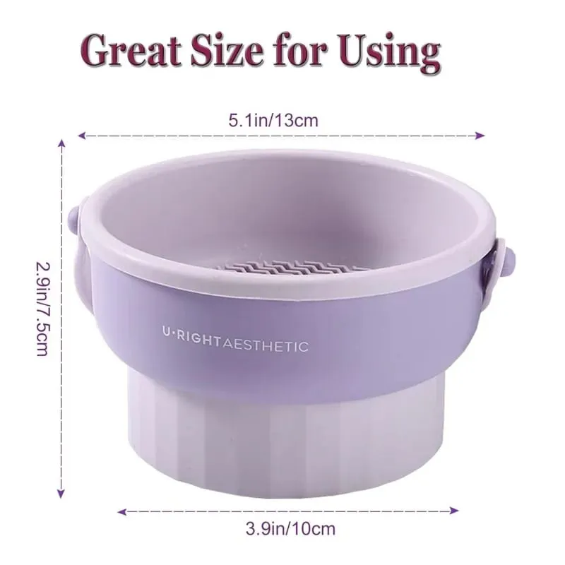 Makeup Brush Cleaner Mat 3 in 1 Silicone Washing Bowl with Brushes Scrubber Foldable Powder Puff Cosmetic Sponge Drying Tools — image 6