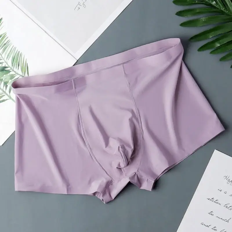 10 szt. Męskie lodowy jedwab seksowne bezszwowe ultracienkie bokserki spodenki bielizna kalesony męskie oddychające majtki — image 2