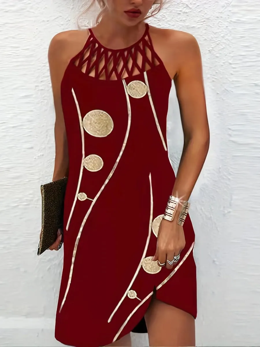 2026 New Spring and Summer National Wind Positioning Printing Mesh Belt Sleeveless Casual Dress — image 5