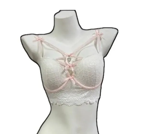 Alluring Lace Bra & Panty Set Heart Pendant Detail Bust Enhancing Push‑Up Design Soft Women Lingerie S‑XL 32‑38AB — image 7