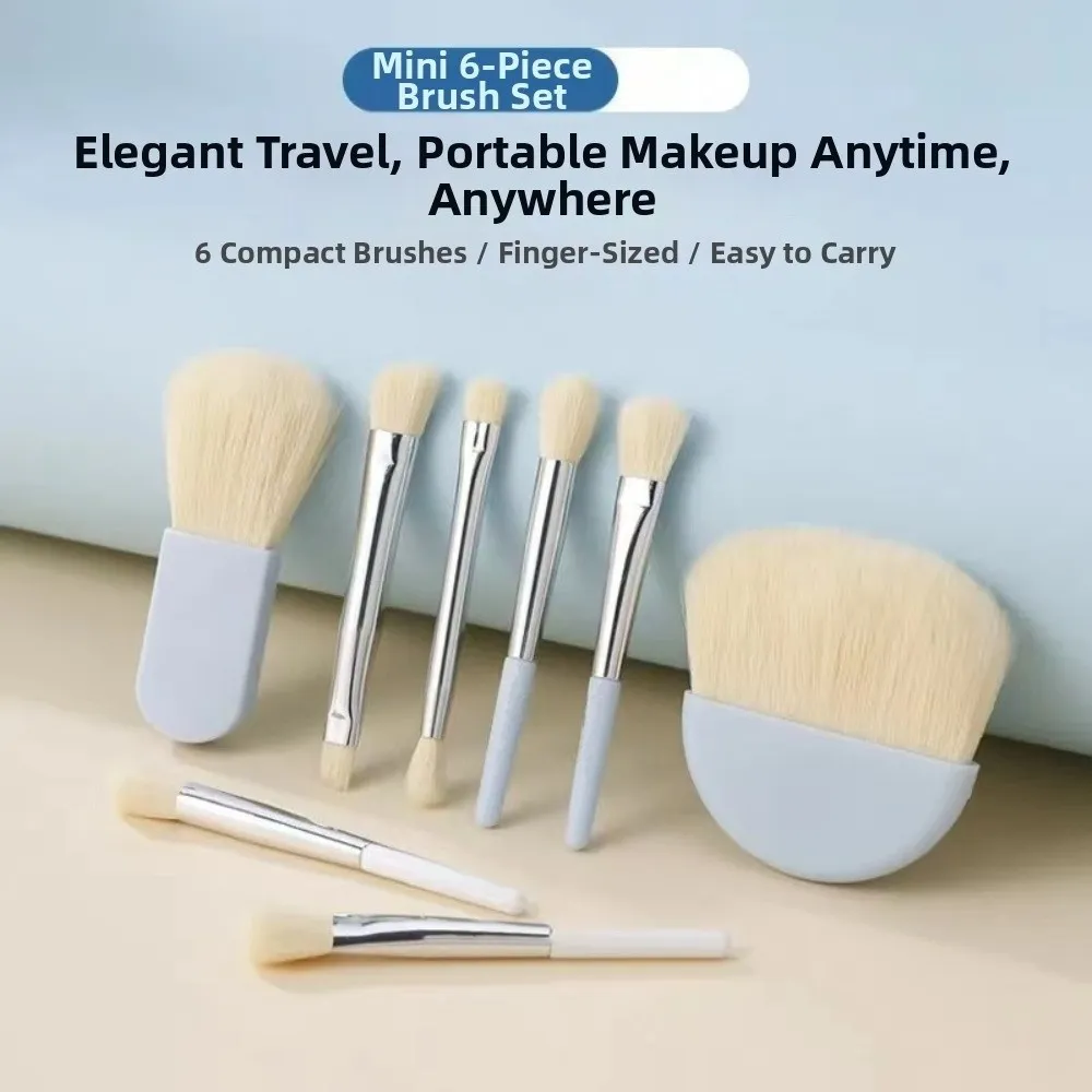 6Pcs/Set Soft Bristles Mini Makeup Brush Set Blending Brush Multiple Brush Heads Cosmetic Brushes Set With Storage Box — image 4