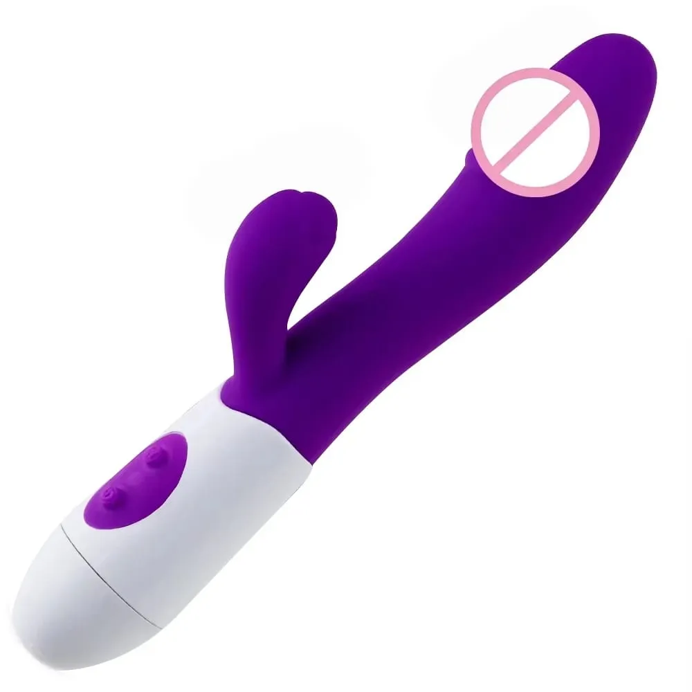 Silicone Rabbit Vibrator G Spot Dildo Dual Vibrating Clitoris Massager 10 Speeds Sex Toy for Women — image 1