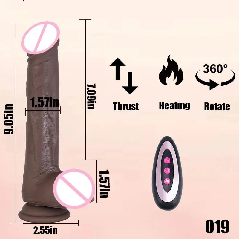 Thrusting Black Realistic Penis Dildo Male Dick Telescopic Rotating Heating G Spot Clitoral Anal Stimulation Vibrator Sex Toy — image 8