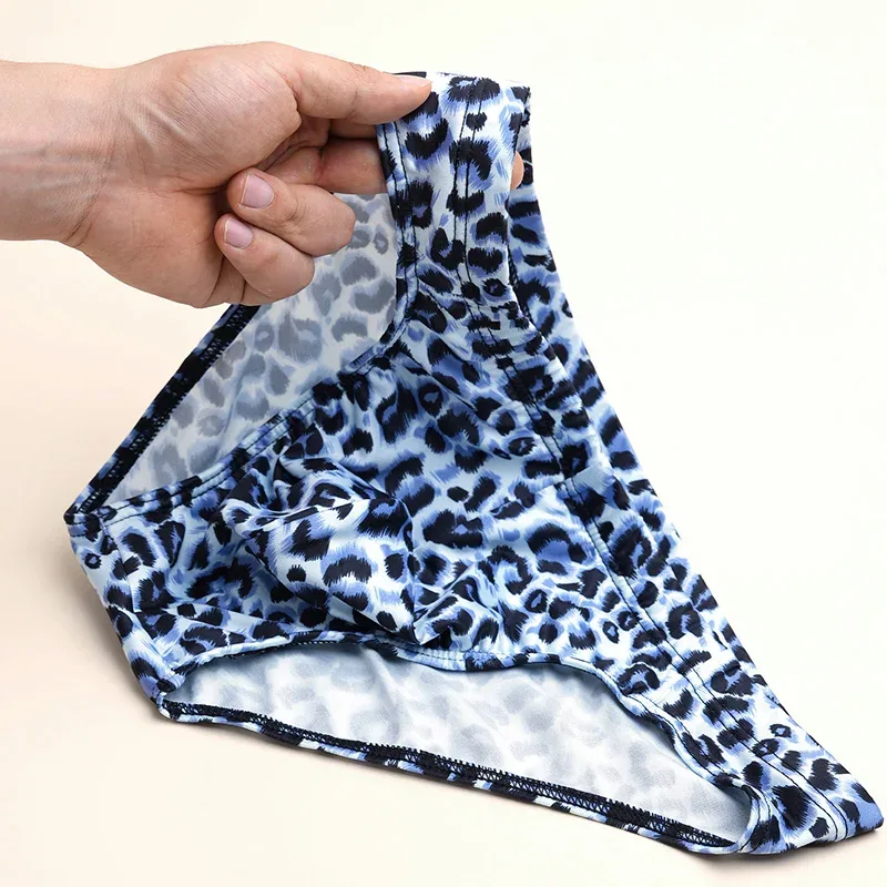 2PCS Men's Briefs Leopard Print Men's Briefs Stretch Waist sexy Breathable Soft Comfortable Wild Shorts Men's Briefs