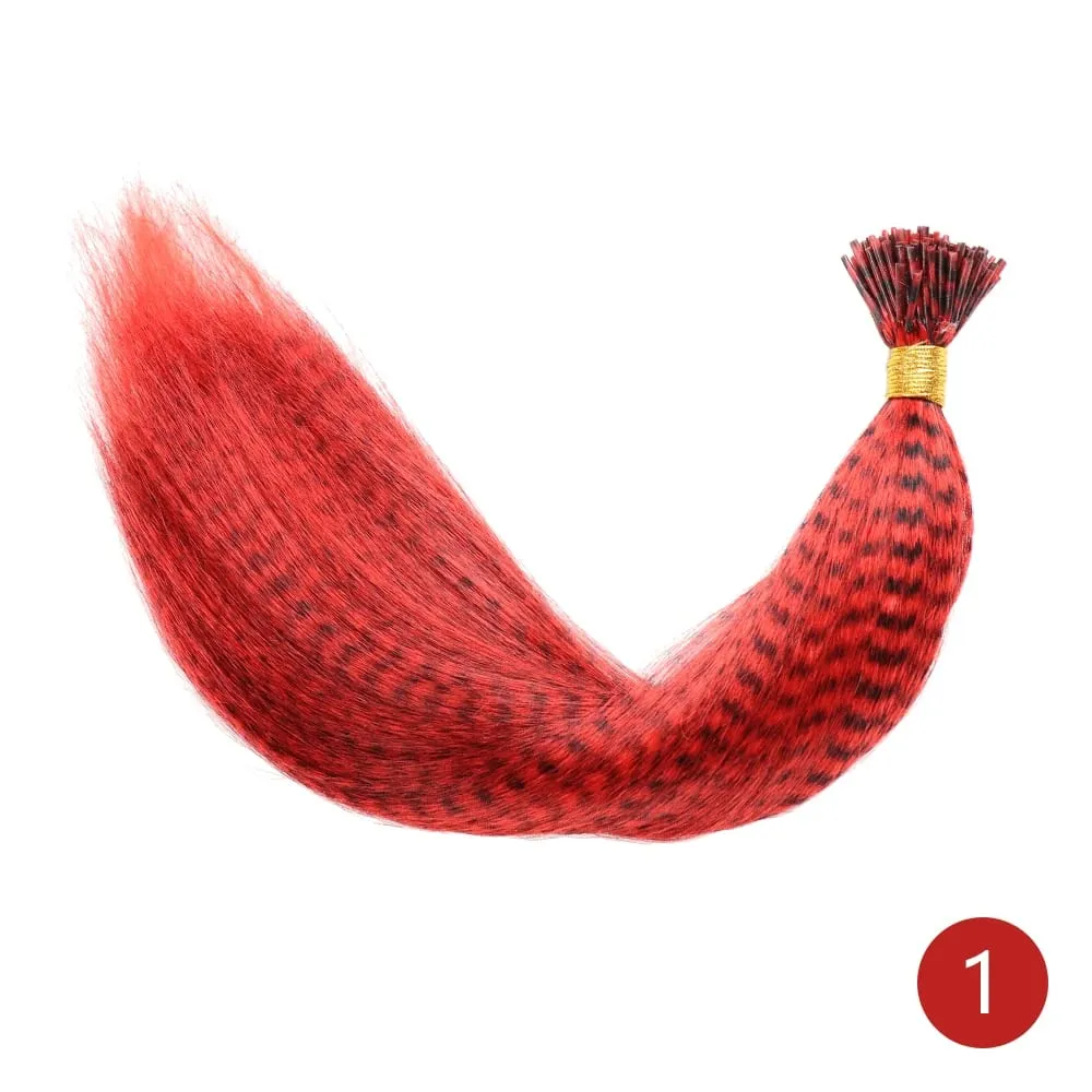 Lansa Feather Hair Extension 10Pieces Fake Hair I Tip Rainbow Synthetic Hair 16inch Hairpiece Feather for Hair Extension