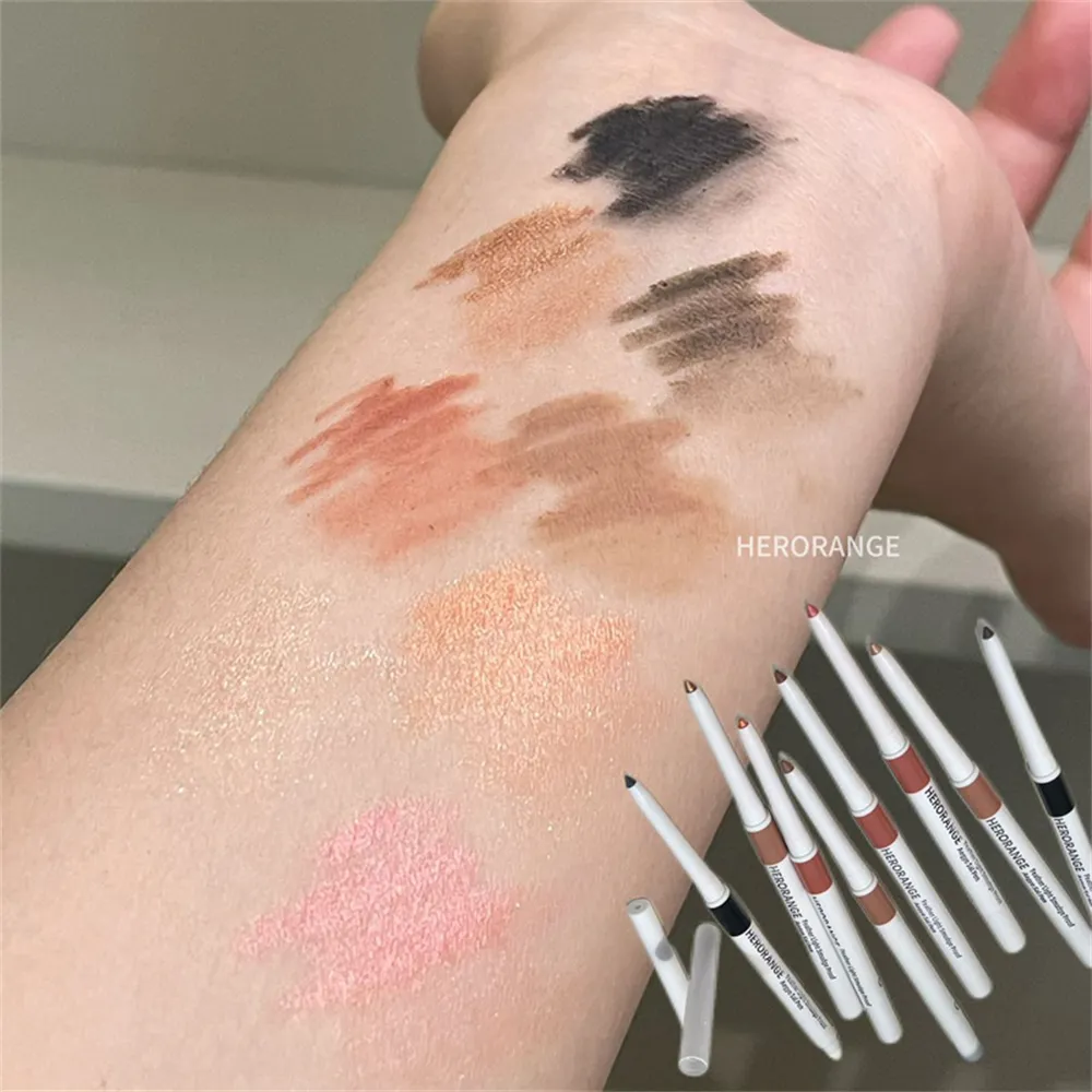 Double-ended Ultra-fine Gel Eyeliner Pencil Pink Brown Under Highlighter Pen Waterproof Matte Aegyosal Lying Silkworm Eye Makeup