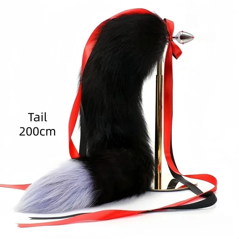 200cm Detachable Metal Butt Plug Fox Tail Cosplay Toys with Fetish Cosplay Fancy Dress Accessory for Couple BDSM Sex Flirt Prop — image 21
