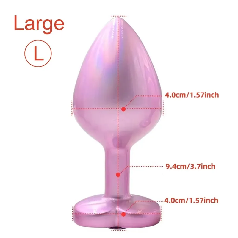 3 Sizes Crystal Diamond Heart Base Metal Anal Plug Beginner Butt Plug Masturbation Stimulator Sex Massager Adult Sex Toys