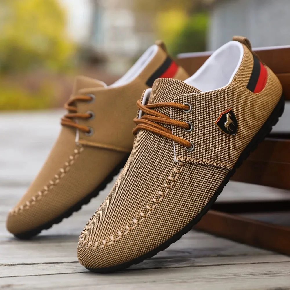 Men's Breathable Fabric Casual Loafers Soft-Soled Comfortable Lace-Up Low-Top Shoes Versatile for Daily Commuting and Light Business Wear Lightweight Wear-Resistant Non-Stuffy on the Feet Comfortable for Long Wear Suitable for Multiple Occa