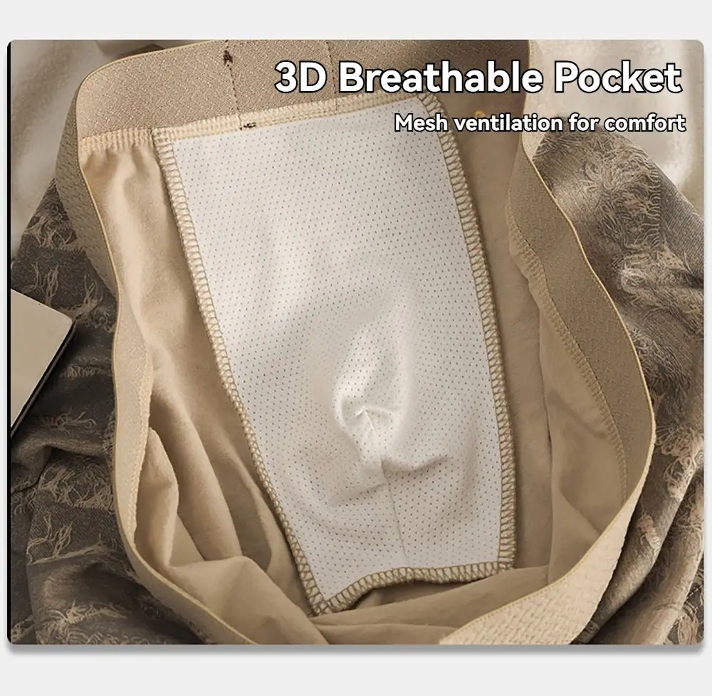 3PCS/Pack 100% Cotton Luxury Print Boxers Hombre 3D Mesh Breathable Antibacterial Pouch Underwear Comfortable Soft Men's Panties — image 5
