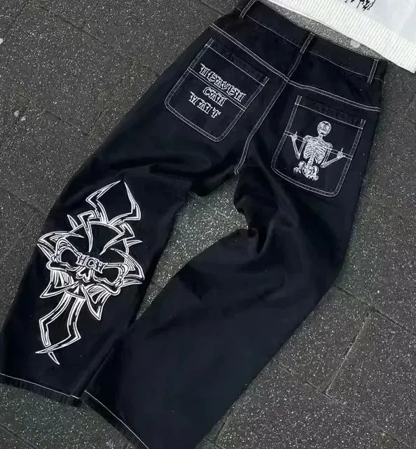 Black Baggy Cargo Jeans Men Women Heavy Multi Pocket Zipper Detail Streetwear Casual Fashion Pants Wide Leg Loose Fit Soft Y2K
