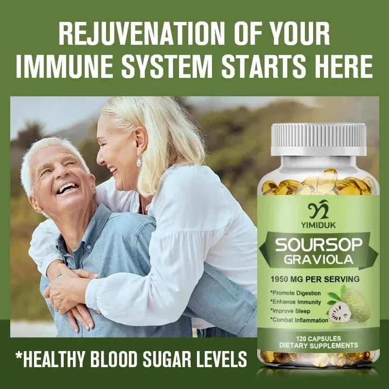 Soursop Graviola 1950mg Capsules Supports Healthy Immune System Digestion Better Sleep & Natural Antioxidant Activity