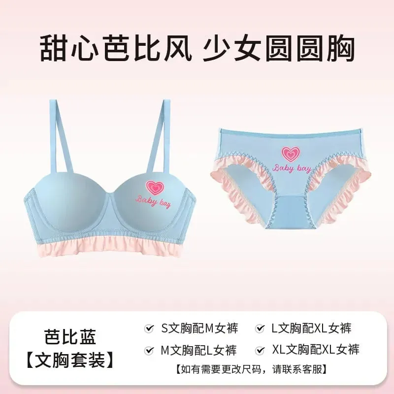 Blue Heart Seamless Wireless Bra Round Half Cup Lingerie for Small Chest Push Up No Underwire Sexy Intimates S-XL