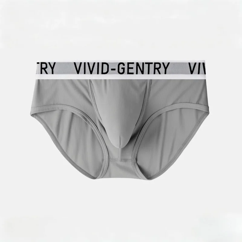 Men's Elastic Ice Silk Underwear Sexy Big U Convex Pouch Briefs Korean Youth Breathable Sports Panties Solid Mid Waist Underpant