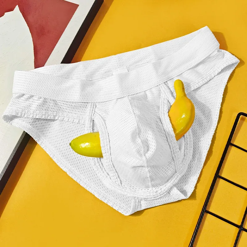 1PC Mesh Breathable Men's Underwear with Fly Pouch Front Open Bulge Separated Pouch Youth Korean Version Youth Briefs — image 27