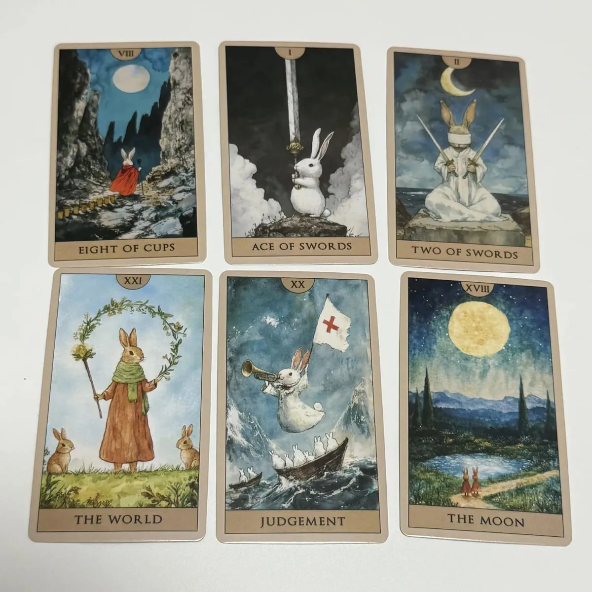 Rabbit Tarot Deck 78pcs Board Games English Watercolor Cards Cute Divination Cards