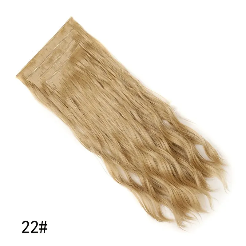 Jeedou Clip-in Hair Extensions 4PCS/Set Long Bouncy Curly Beach Wavy Hair for Women Brown Blonde Synthetic Hairpieces Daily Use
