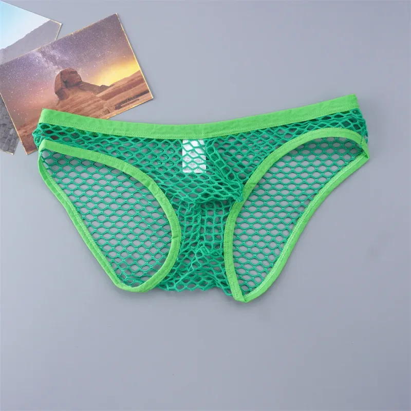 Sexy Man Fishnet Mesh Underwear See Through Male Briefs Breathable and Comfortable High Quality Low Waist Panties — image 5
