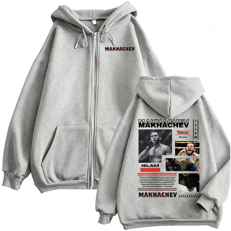Limited Islam Makhachev Violence Aesthetic Sweatshirt Jacket Coats Men's Vintage Classic Zipper Hoodies Long Sleeve Zip Up Hoody — image 3