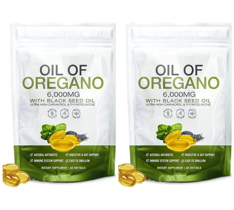 Oil of Oregano 6000mg Black Seed Oil Softgels Supports Daily Immune Defense Digestive Balance Herbal Formula Non GMO 60 Count
