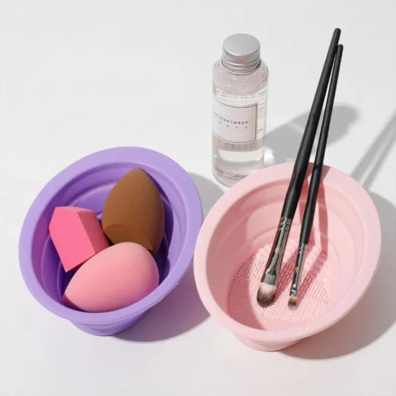Silicone Makeup Brush Cleaner Bowl Foldable Cleaning Mat Cosmetic Foundation Eyeshadow Powder Brushes Cleaner Tools For Makeup
