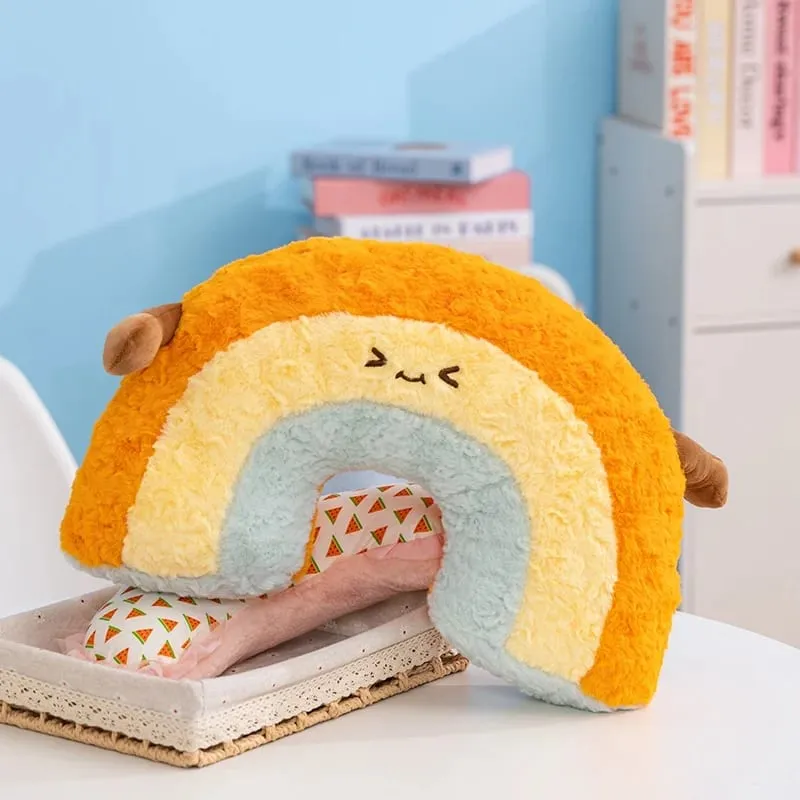 Cute Cartoon Rainbow Cloud Pillow Kawaii Stuffed Pillow Soft Filling Home Office Car Sleeping Pillow Backrest Good Gifts — image 7