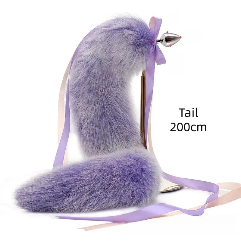 200cm Detachable Metal Butt Plug Fox Tail Cosplay Toys with Fetish Cosplay Fancy Dress Accessory for Couple BDSM Sex Flirt Prop — image 18