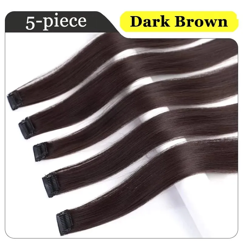 5pcs/Set Hair 1Clips Hair Extensions For Women 24Inches Long Straight Synthetic Fiber Wigs Suitable For Daily And Party Occasion — image 10
