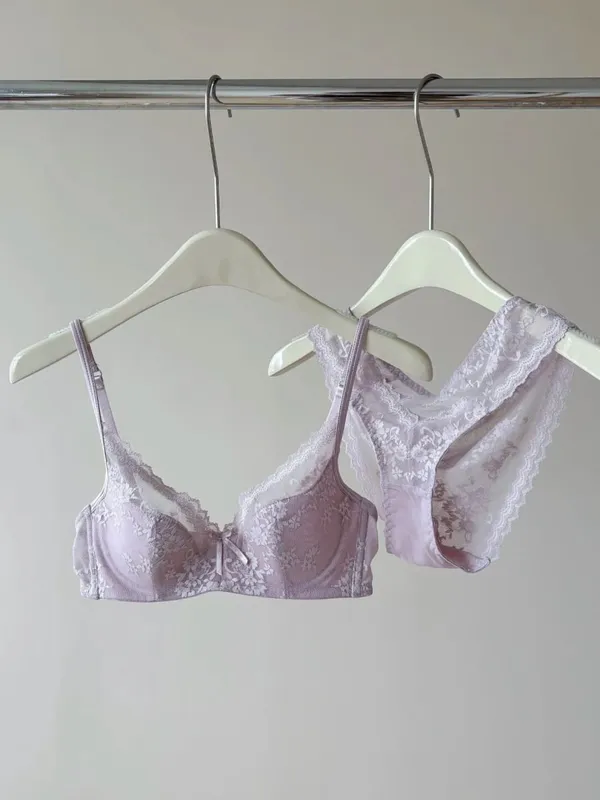 French Lace Underwire Bra Set | Half Cup Push Up Bra Large Bust Summer Lightweight Slimming Anti Sag Women‘s Lingerie BANERDANNI