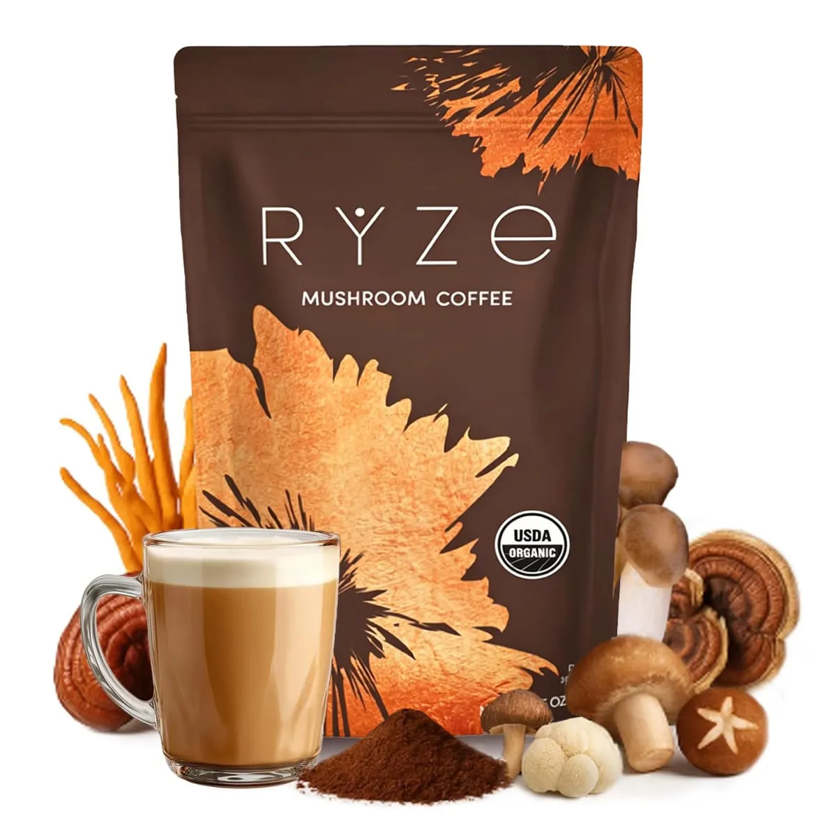 Organic Mushroom Powder Supplement for Coffee & Smoothies 6-in-1 Blend with Lions Mane Reishi Chaga for Brain & Immune Support — image 2