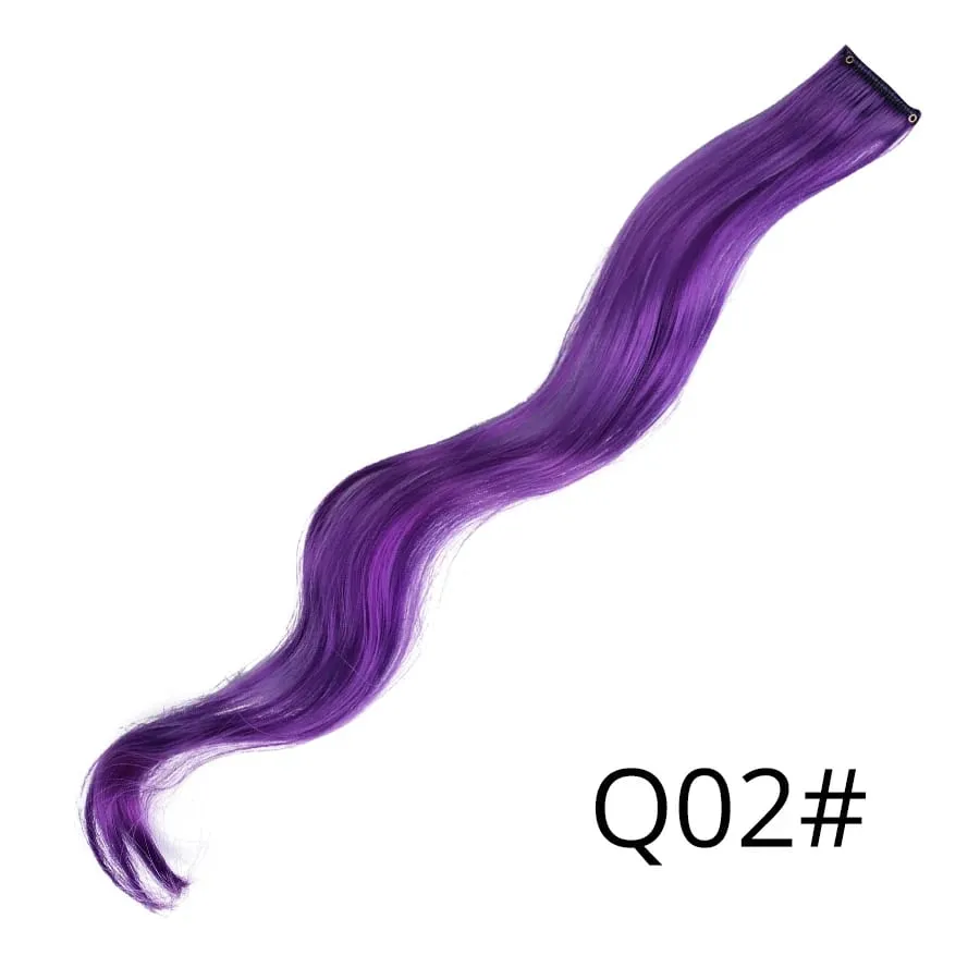 Extensiones de cabello de color liso con Clip para resaltar el cabello de arcoíris, rosa, azul, morado, sintético, con Clips para mujeres y niñas — image 65
