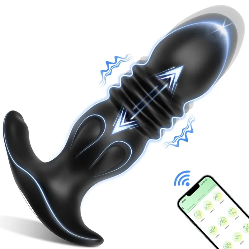 Remote Control Sex Toys Vibrator for Men Prostate Massager 9 Tension Shock Flapping Telescopic Vibrating Anal Plug for Adult