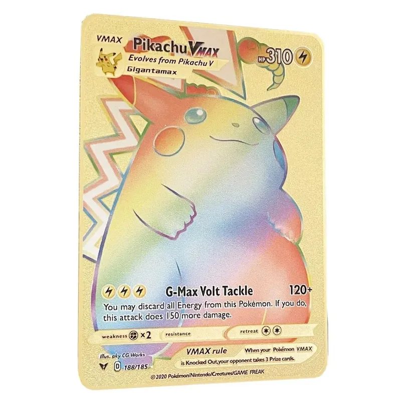 Pokemon Card Vmax Metal Pokémon Letters Pikachu Gx Mewtwo Charizard Vstar Anime Games Mga Laruan Golden Iron Playing Card Mga Regalo ng Bata