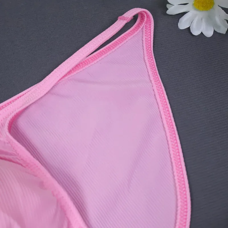 Men Fashion Ribbing Sexy High Fork Underwear Briefs U Convex Pouch Low Rise Man Comfortable Underpants Quick-drying