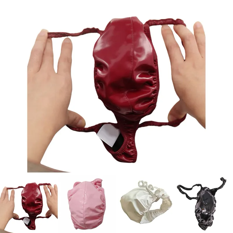 Latex leren strings voor mannen Zwart Heren G-string Glanzende afwerking PU Polyester Spandex 15 PU 72 Polyester 13 Spandex