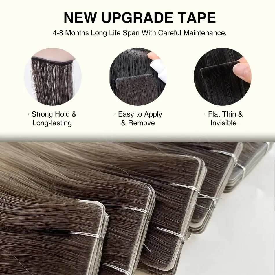 Invisible Tape In Hair Extensions Real Human Hair Seamless PU Skin Weft Human Hair Tape Ins 2.5g/pc 50g/set 22 24 Inches — image 5