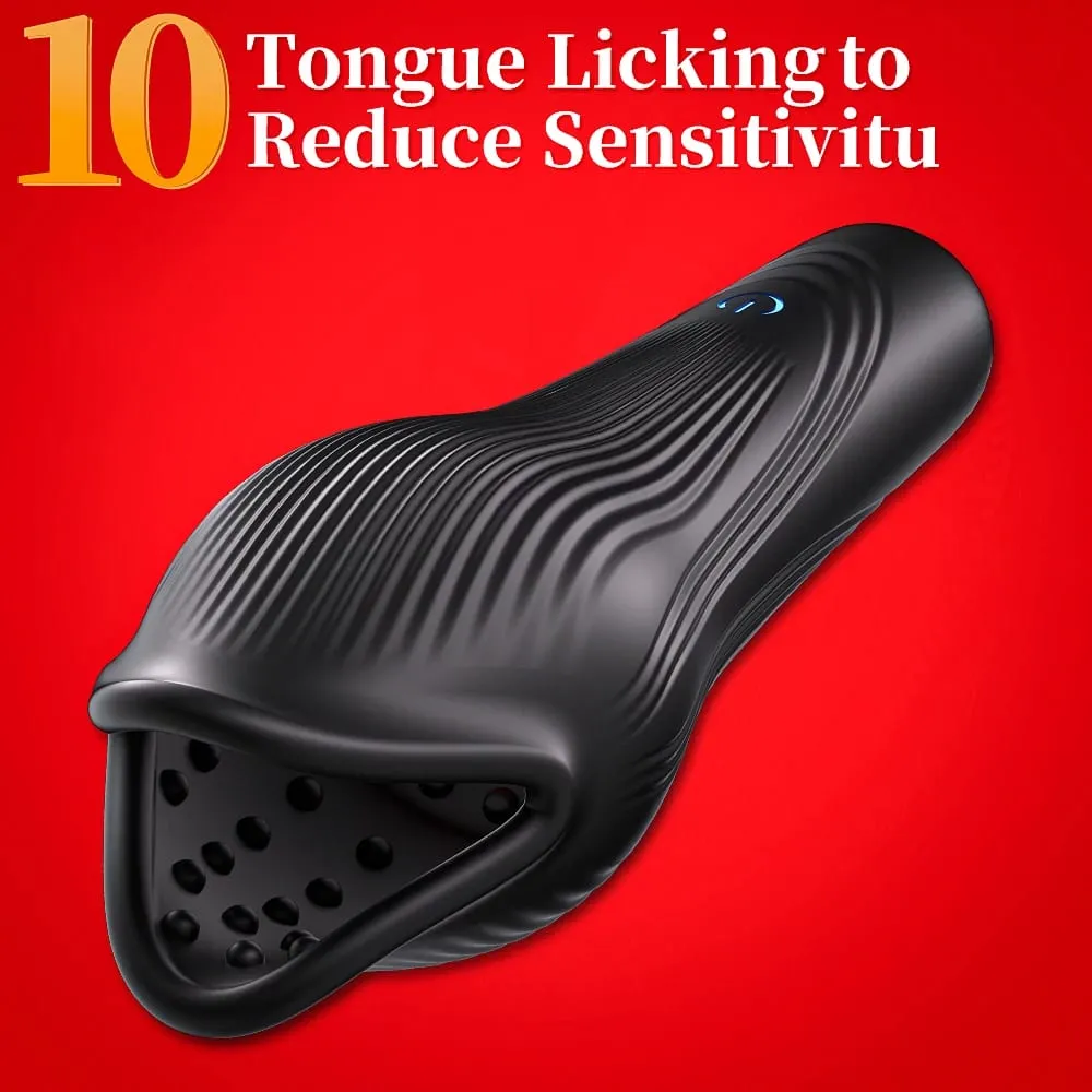 Powerful Vibrating Tongue Licking Vibrator Male Glan Massager Delay Stamina Trainer Oral Sex Climax Masturbation Sex Toy for Men