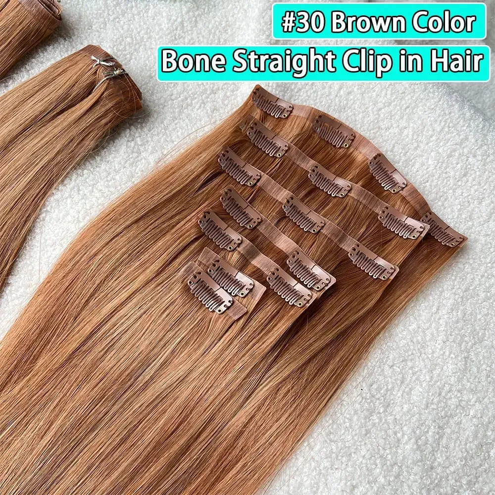 Clip in Hair Extensions Real Natural Hair Virgin Straight Set 7 Pcs/Set Vietnamese Clip in Human Hair Extensions — image 13