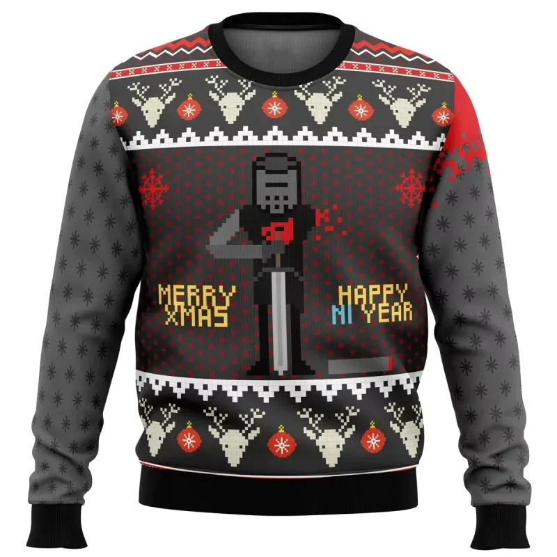 Natal papai noel dos desenhos animados anime graffiti retro inverno feio camisola 3dprint harajuku pulôver casual engraçado mang