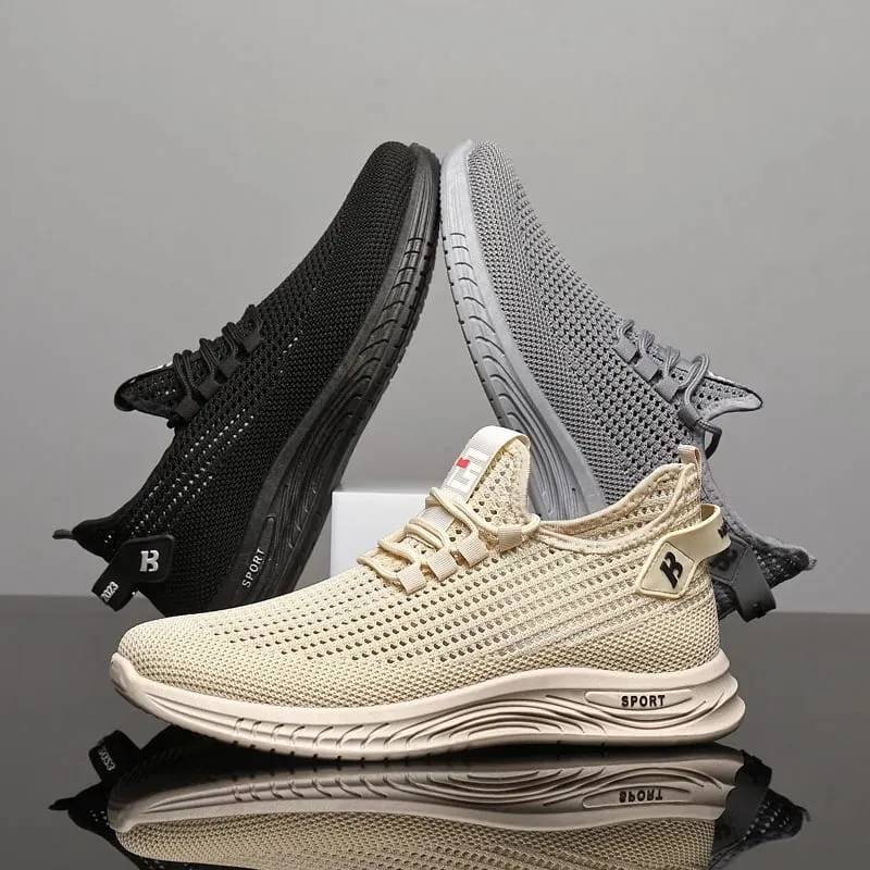 Fashion Men Knit Mesh Trainers Cushioned Soft Sole Non Slip Breathable Walking Sneakers Casual Outdoor Running Street Footwear — image 5