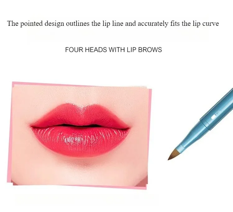 Detachable 4-in-1 Makeup Brush Set Soft Bristles & Sponge Applicator for Lips and Eyeshadow Portable with ABS Handle — image 3