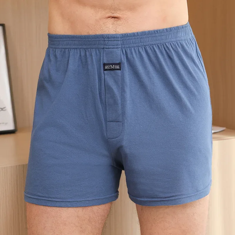 الرجال الملاكم بانتي مجموعة Underpant فضفاض كبير قصير قميص أبيض بحجم ضخم الملابس الداخلية للرجال سراويل بوكسر الصلبة الذكور الأوسط الملاكم