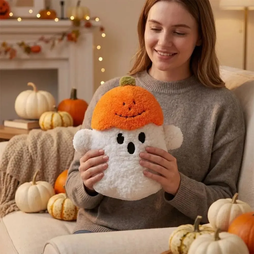 Cozy Ghost Decorative Cushion Hug Pillow Toy Plush Fabric PP Cotton Filling Ghost Decor Ornaments Halloween Pillow Home Decor