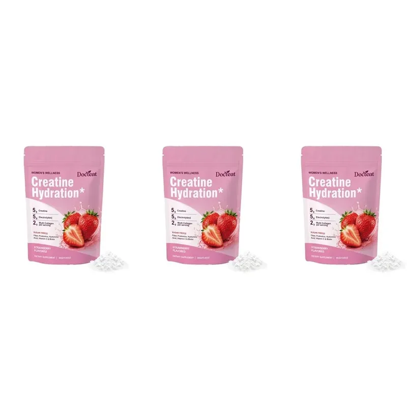Docteat Creatine Powder Electrolytes Collagen Vitamin C Biotin Sugar Free Strawberry Flavor Women Fitness Wellness 30 Servings — image 9