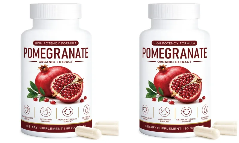Pomegranate Extract Capsules with Grape Seed Green Tea Hawthorn Beetroot Vitamins C & E Daily Antioxidant Support 90 Count