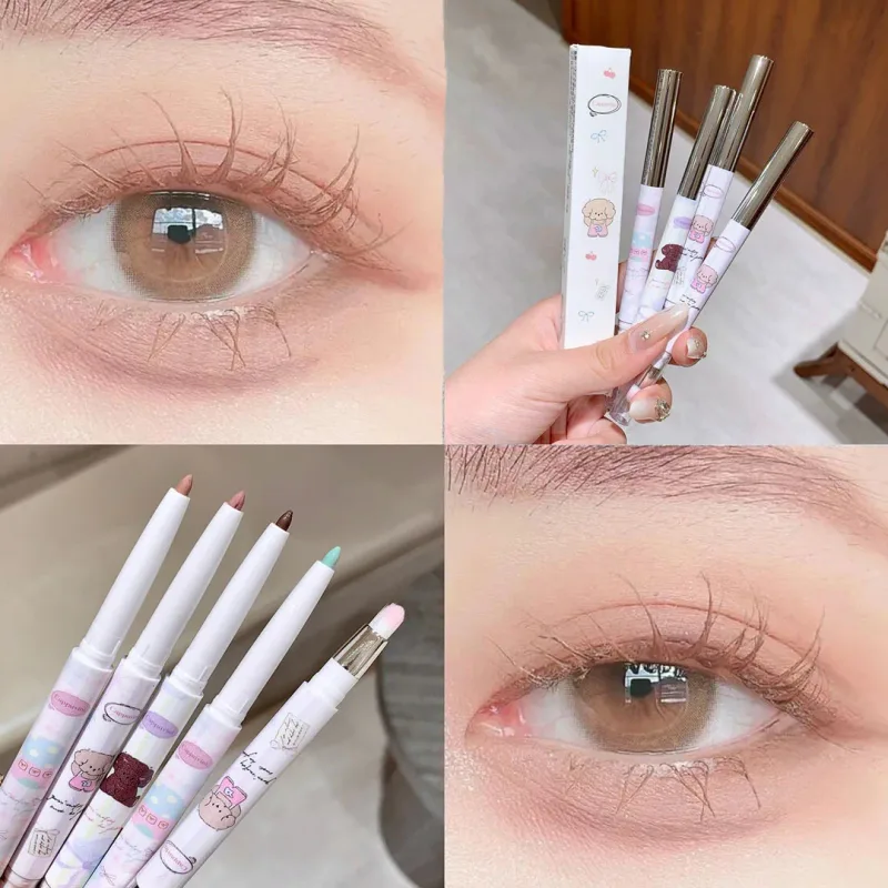 Delineador em gel perolado de uva com pincel, mistura suave e sedosa, chá marrom, rosa, bicho da seda, à prova d'água, maquiagem
