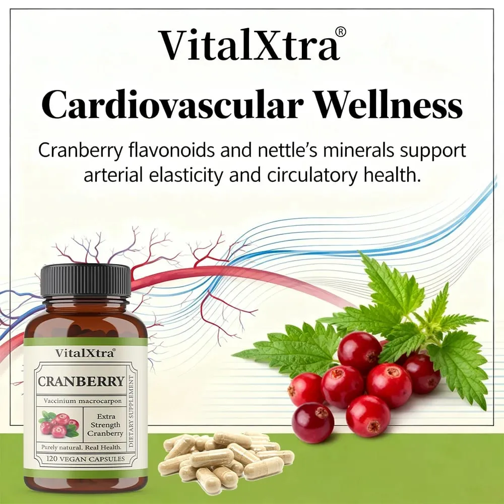 Extra Strength Cranberry Capsules - 12 500 Mg Fresh Cranberries Per Capsule Optimizes Urinary Tract Health - Vegan