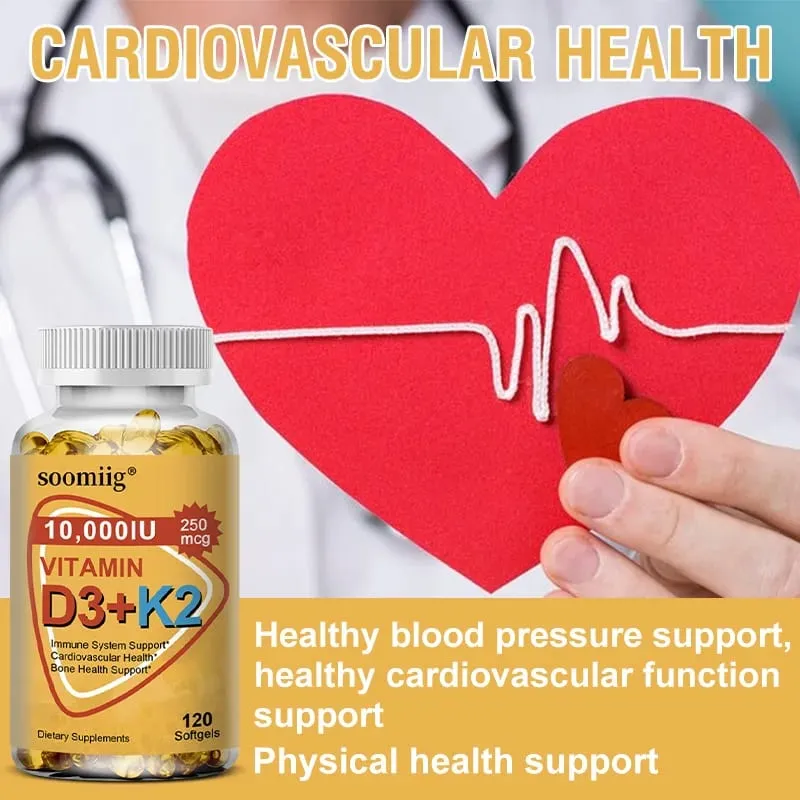 Vitamin D3 K2 Softgel Capsule Supplement Support Joint Bone and Immune Health Strong Bones & Healthy for Men Women